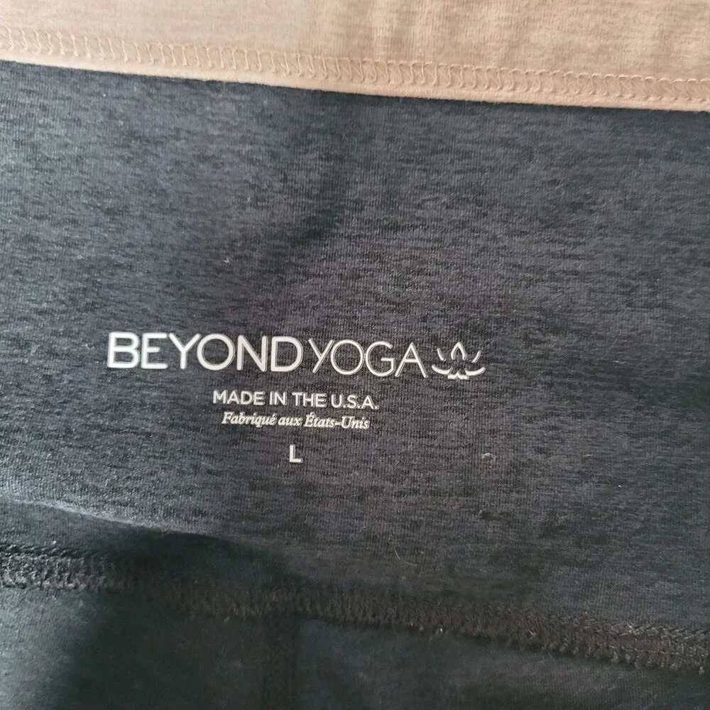 Beyond Yoga LeggingsWomen Large Gray Block Crossover Spacedye High Rise 7/8 Yoga